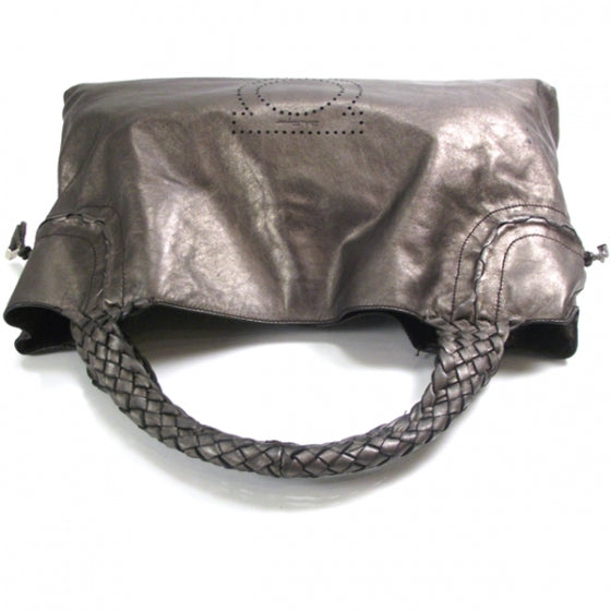 FASHIONPHILE SALVATOREFERRAGAMOLeatherWovenHandleToteMetallic 6 of 10