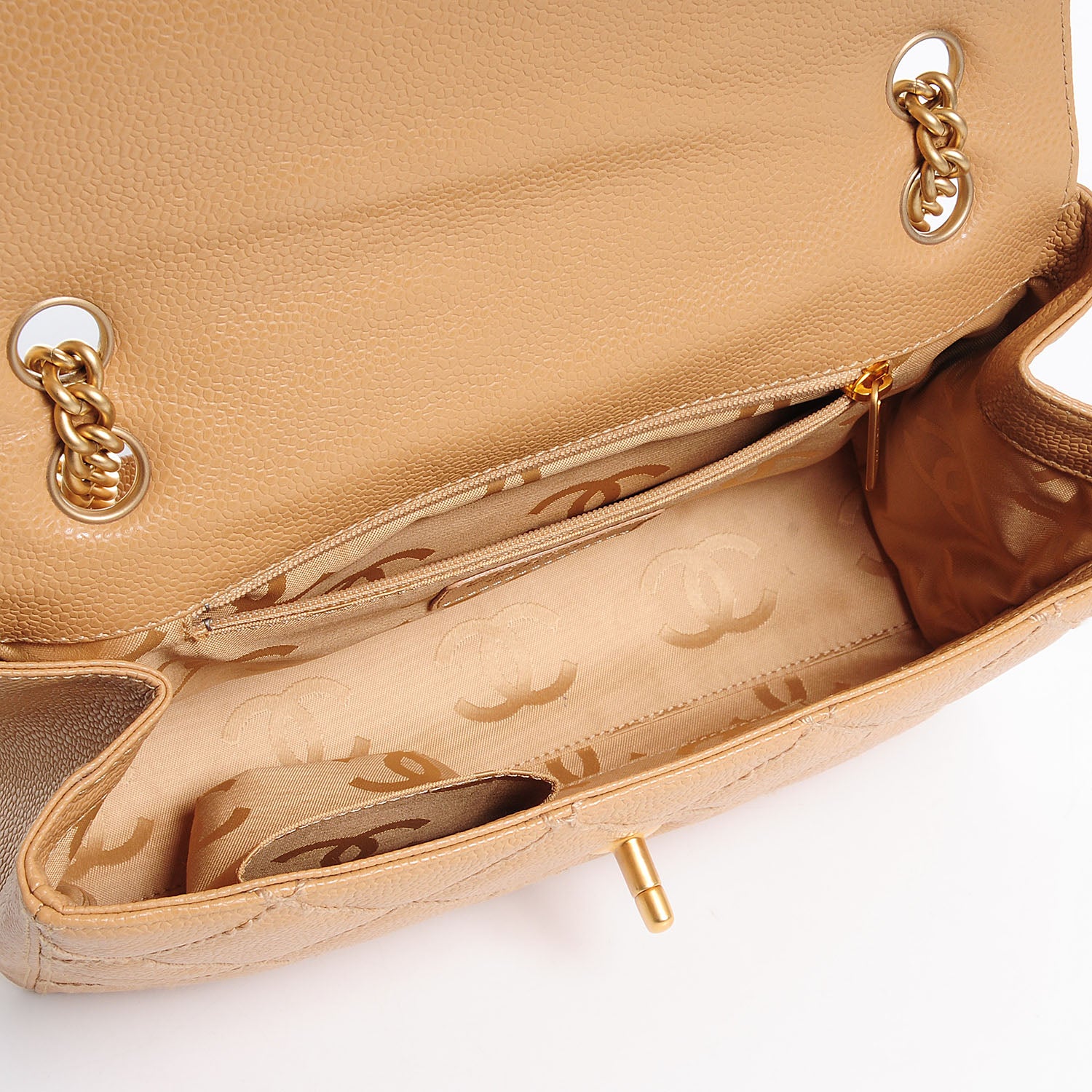 Chanel Caviar Quilted Wild Stitch Medium Single Flap Beige 5 of 8