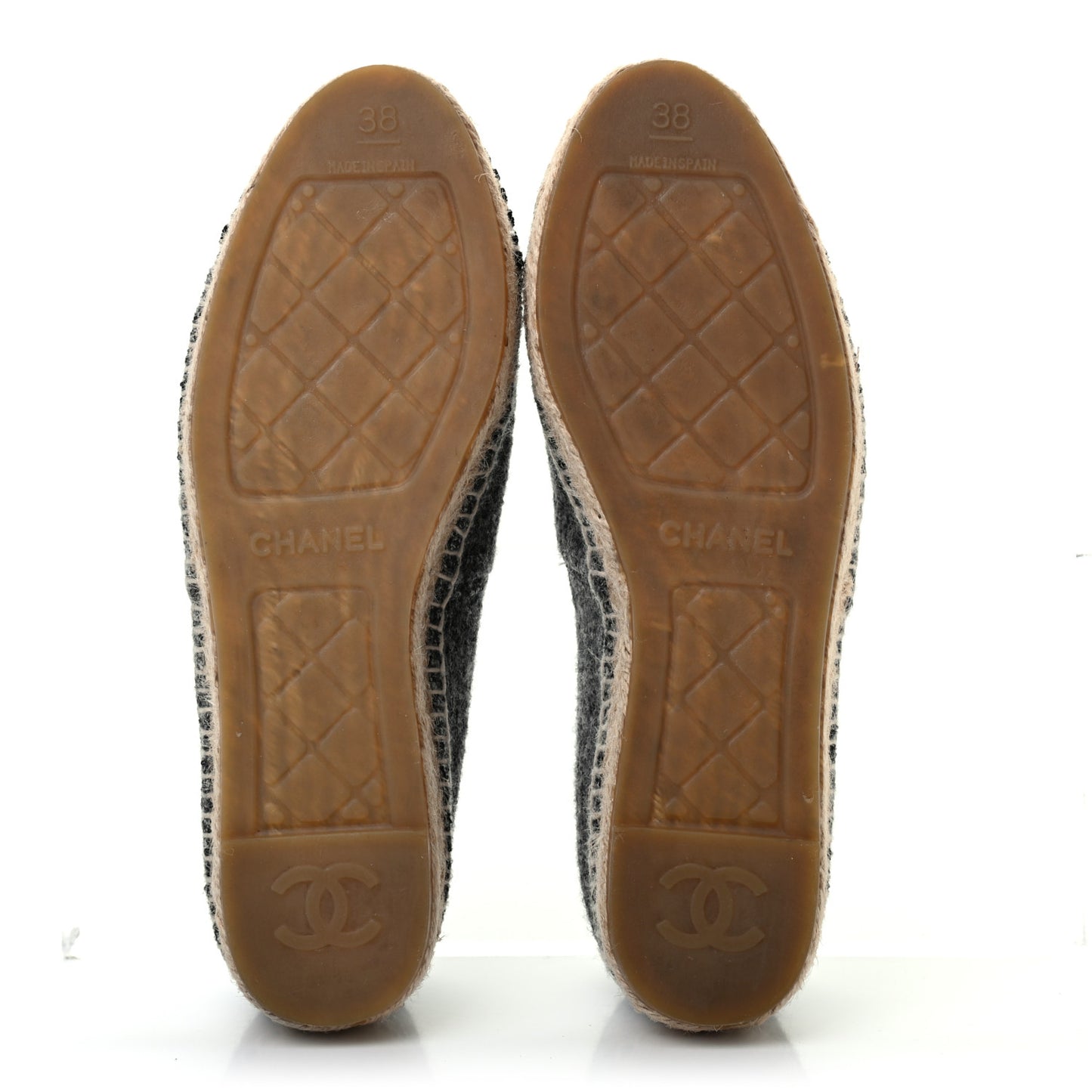 Tweed Velvet CC Espadrilles 38 Grey Black