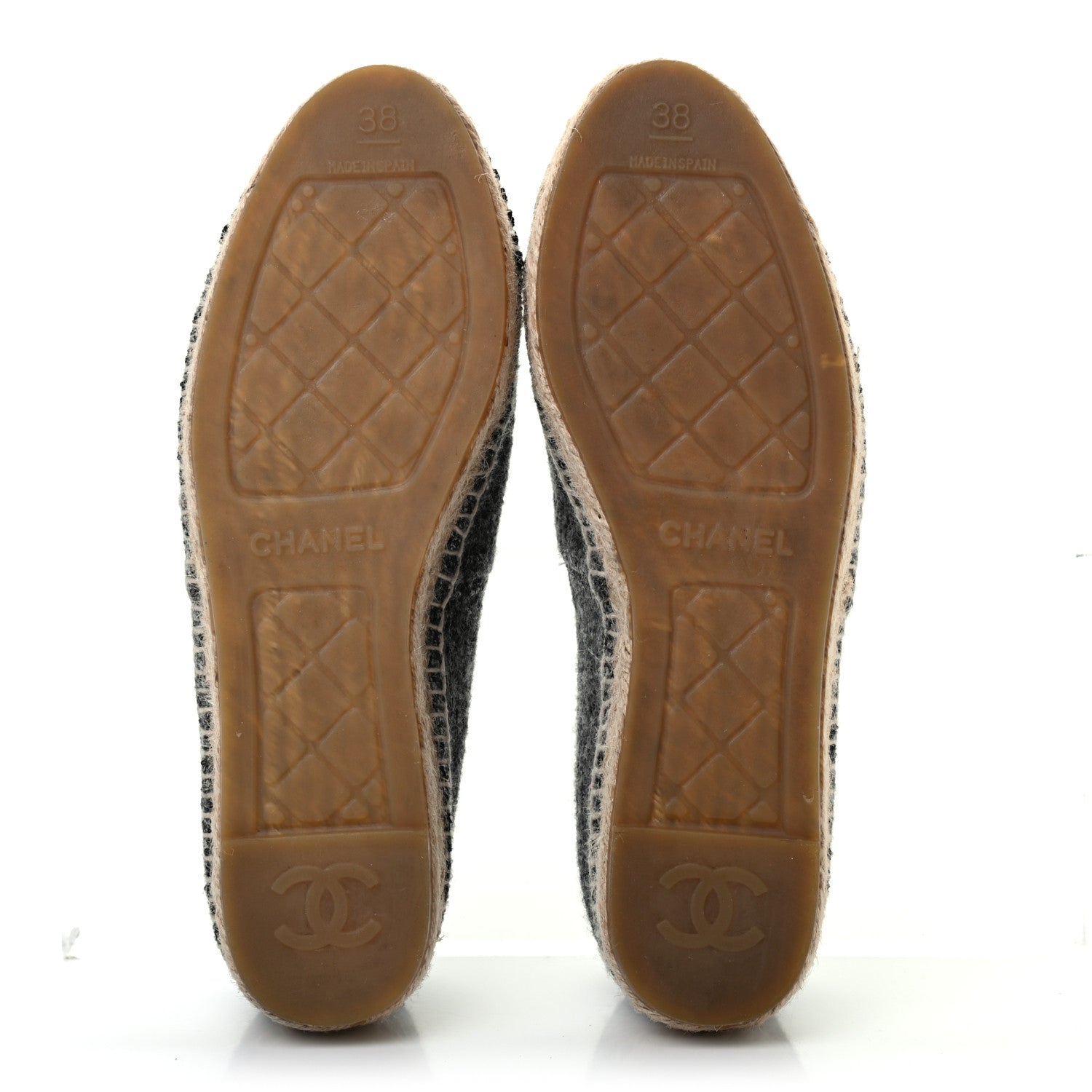 Chanel Tweed Velvet CC Espadrilles 38 Grey Black 4 of 6