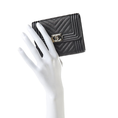 Chanel Caviar Chevron Quilted Boy Flap Card Holder Black 2 of 9