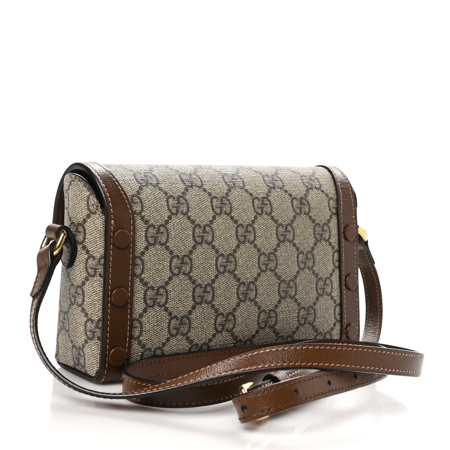 Gucci GG Supreme Monogram Mini Horsebit 1955 Shoulder Bag Beige Brown Sugar 3 of 11