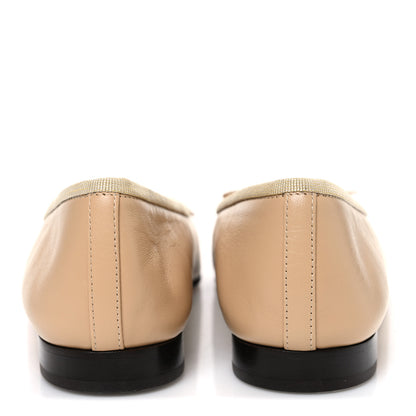 Chanel Lambskin Cap Toe CC Ballerina Flats 37 Beige Black 6 of 12