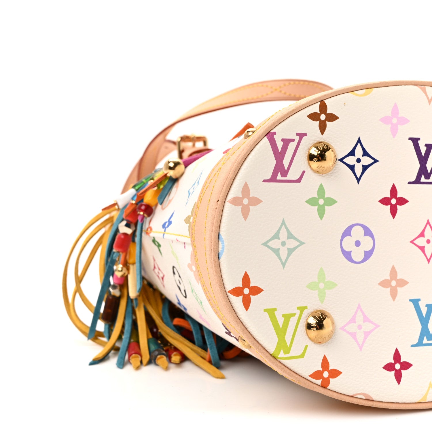 Louis Vuitton Monogram Multicolor Fringe Bucket White 9 of 10
