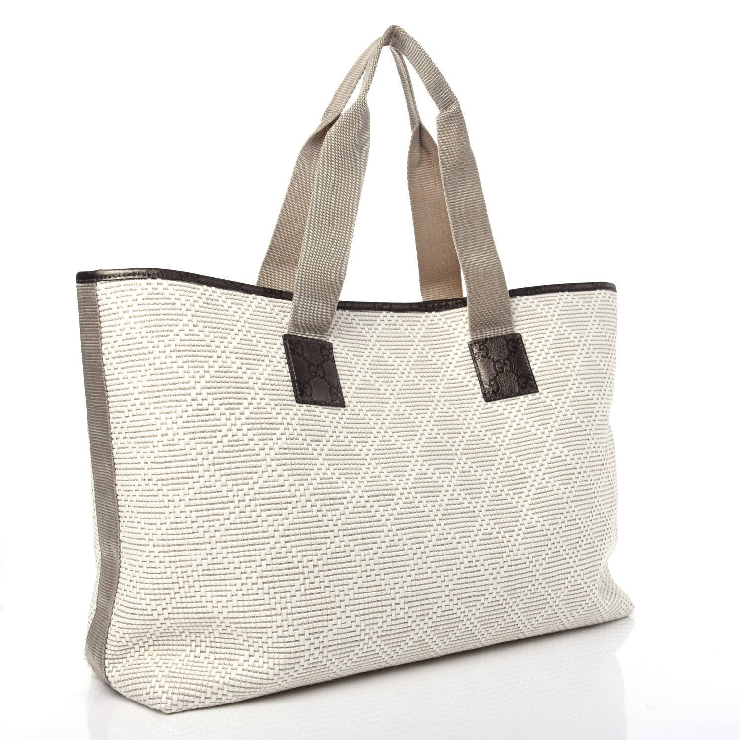 Gucci Woven Raffia Diamante Tote White 3 of 10