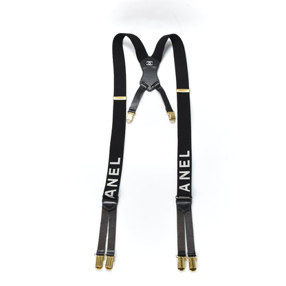 Chanel Logo Suspenders Black White 3 of 6