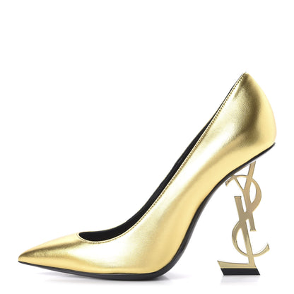 Saint Laurent Metallic Calfskin Opyum 110 Pumps 36 Oro 1 of 10