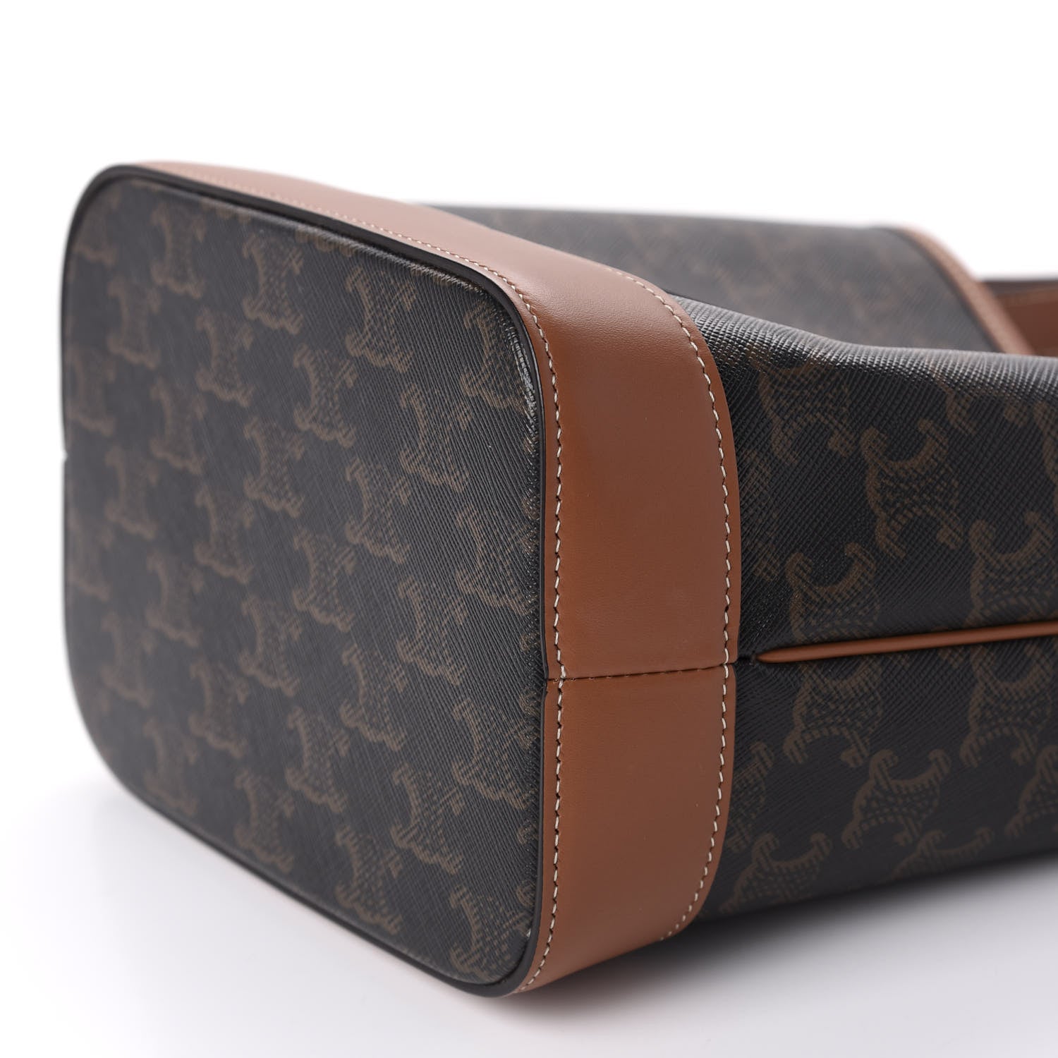 Celine Triomphe Canvas Calfskin Small Bucket Bag Tan 7 of 10