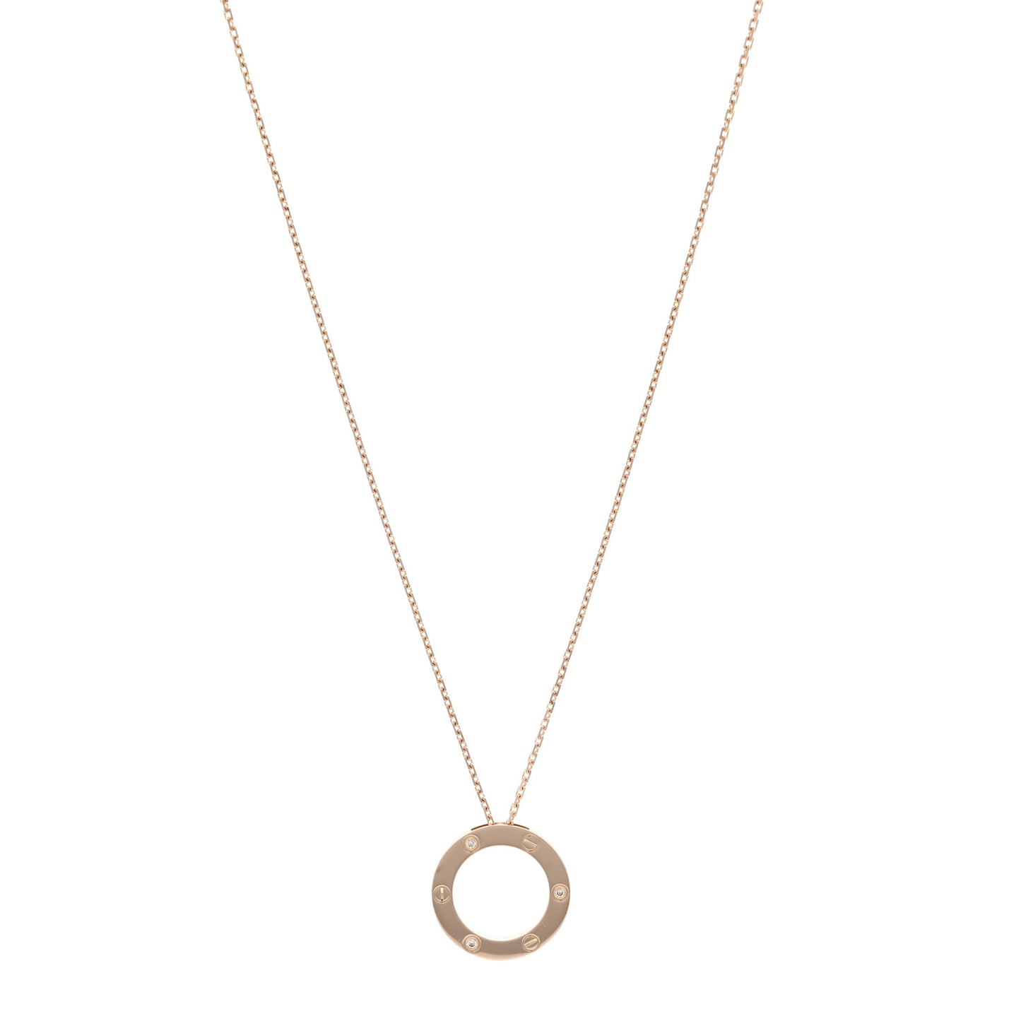 18K Pink Gold 3 Diamonds LOVE Pendant Necklace