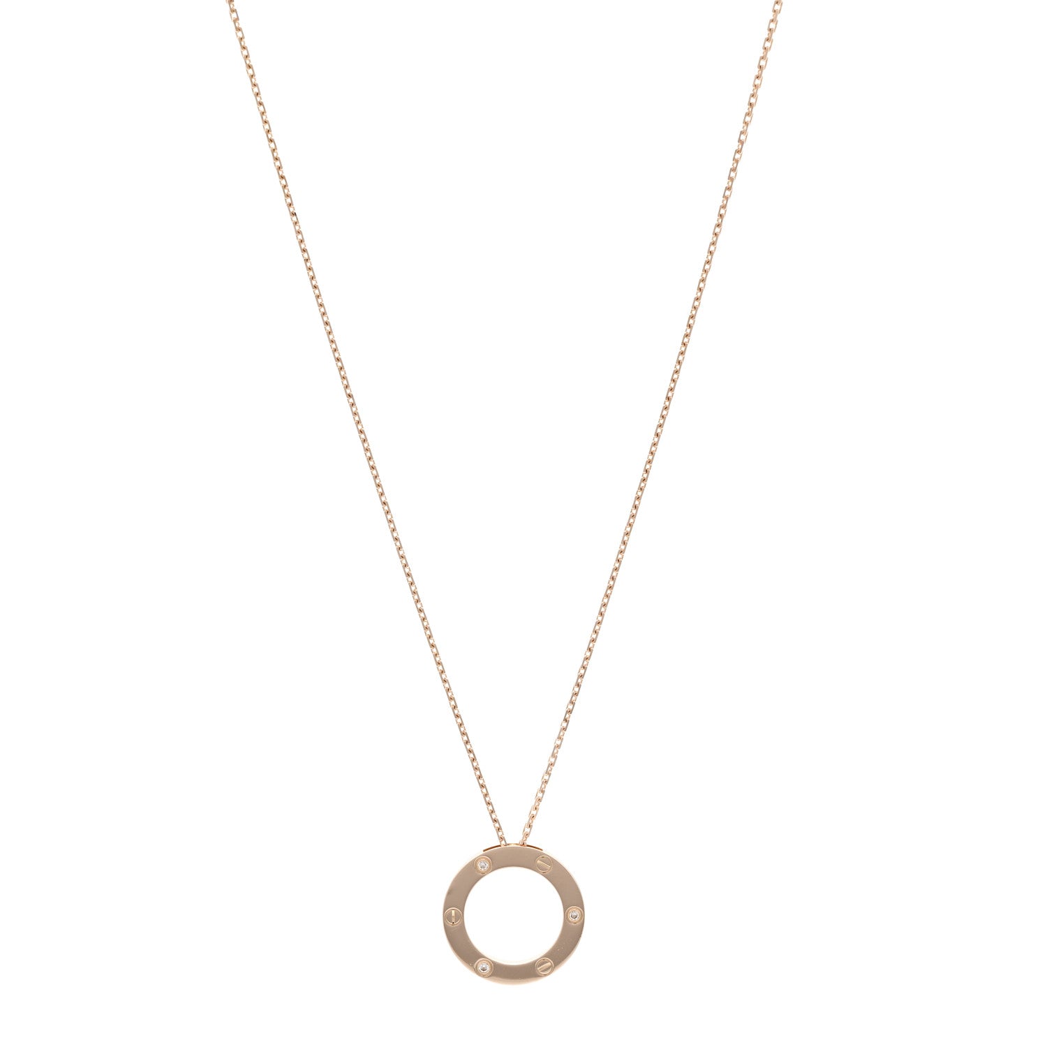 Cartier 18K Pink Gold 3 Diamonds LOVE Pendant Necklace 1 of 7