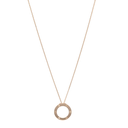 Cartier 18K Pink Gold 3 Diamonds LOVE Pendant Necklace 1 of 7