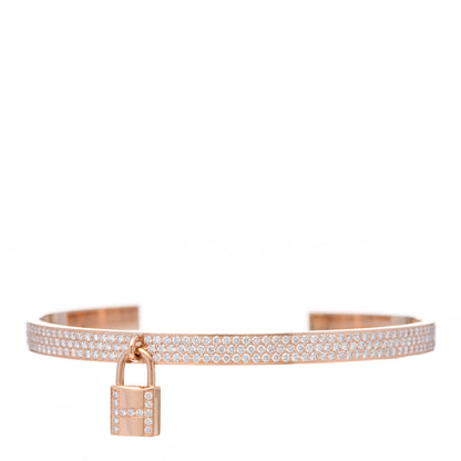Hermes 18K Rose Gold Diamond Pave Kelly Clochette Cuff Bracelet ST 1 of 5