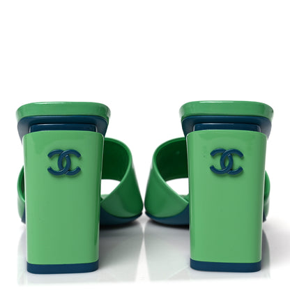 Chanel Patent Calfskin Sandals 38 Turquoise 5 of 9
