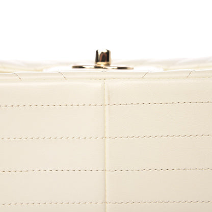 Chanel Lambskin Chevron Quilted Jumbo Double Flap White 9 of 16