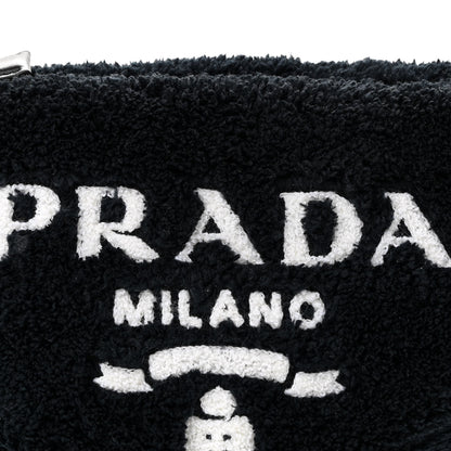 Prada Terry Cloth Triangle Shoulder Bag Black White 7 of 9