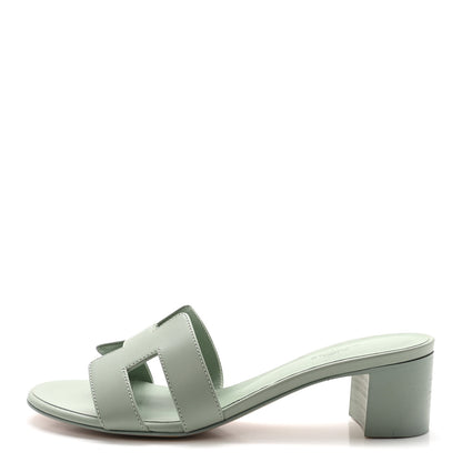 Hermes Calfskin Oasis Sandals 37 Vert D'eau 1 of 10