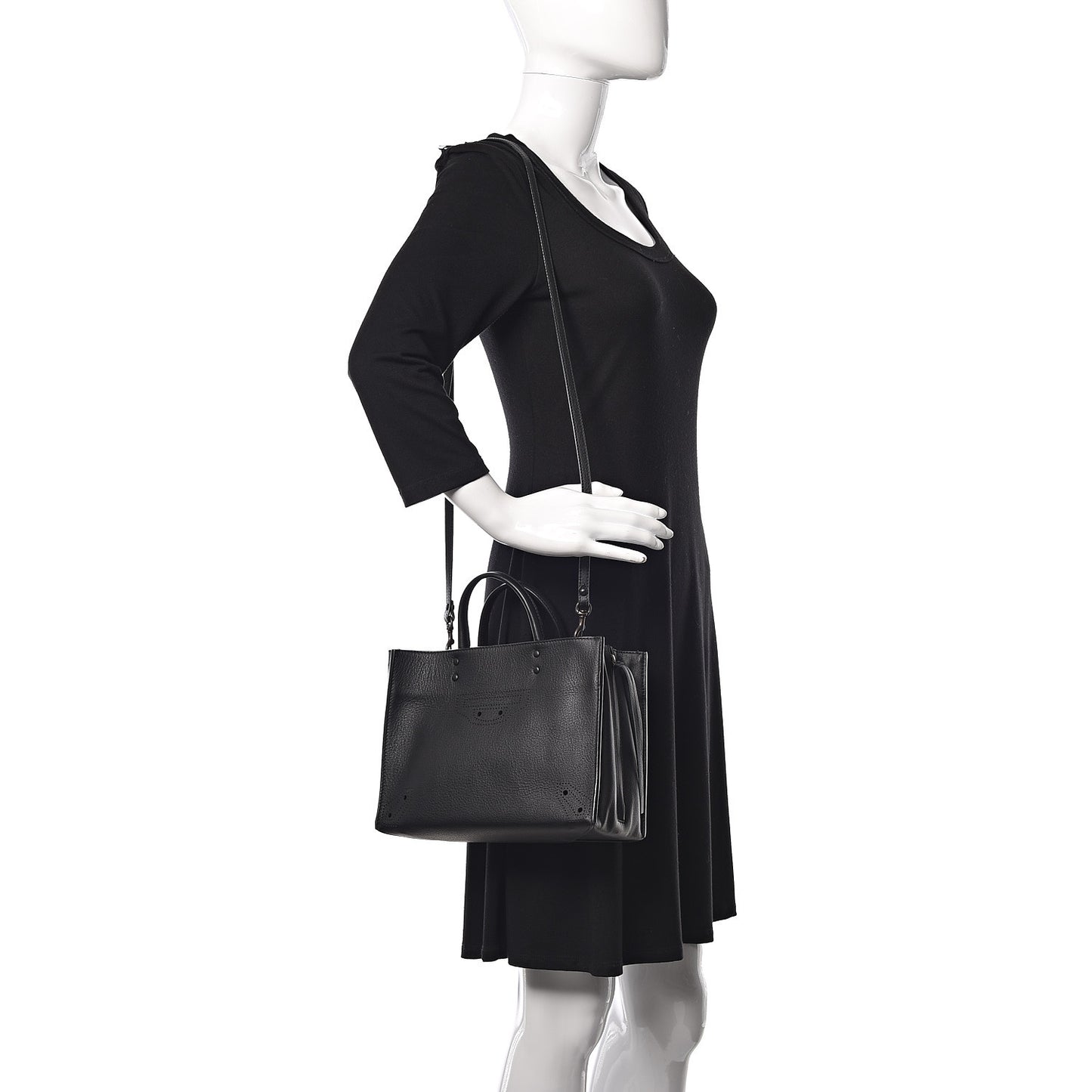 Calfskin Blackout Hardware Perforated Papier A6 Tote Black