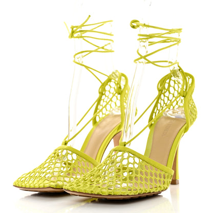 Bottega Veneta Mesh Nappa Stretch Ankle Tie Sandals 39 Kiwi 3 of 8
