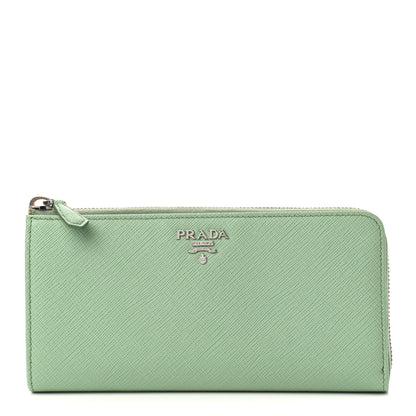 Prada Saffiano Metal Zip Around Wallet Aquamarina 1 of 7