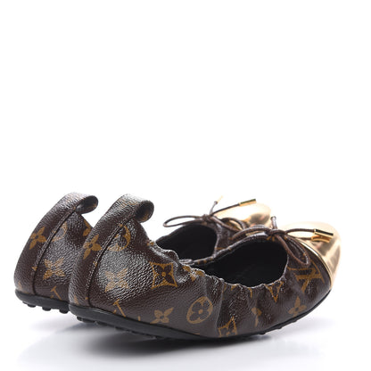 Louis Vuitton Monogram Flirty Ballet Flats 38.5 Gold 4 of 10