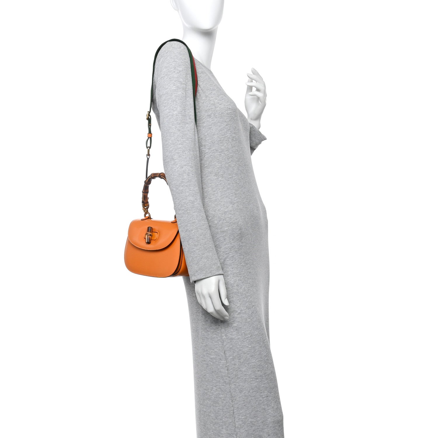 Gucci Boarded Dyana Lux Calfskin Web Small Bamboo 1947 Top Handle