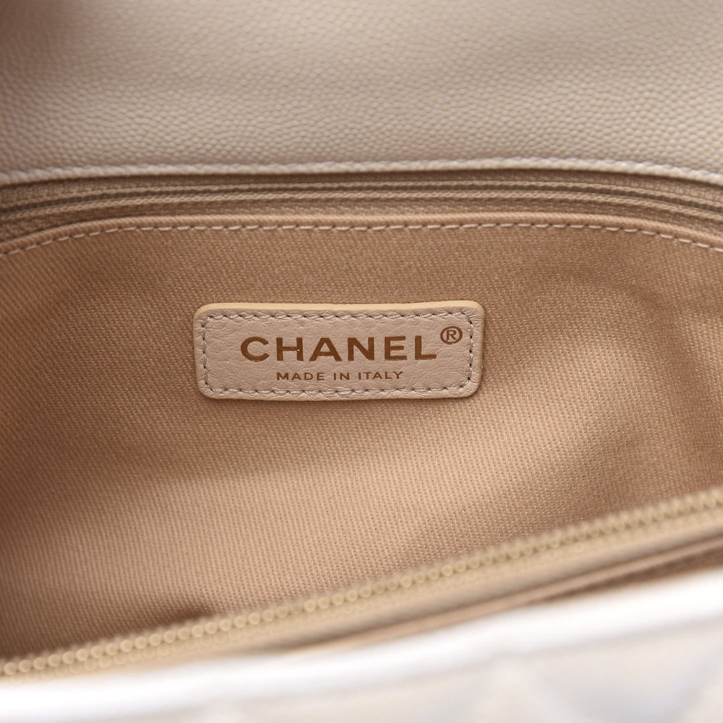 Iridescent Caviar Quilted Small Coco Handle Flap White