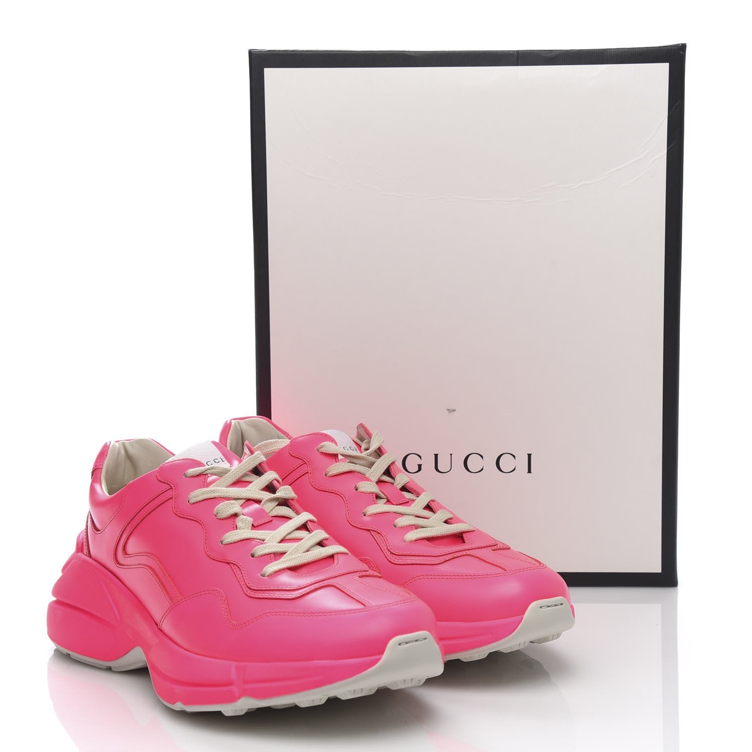 Gucci Calfskin Mens Rhyton Sneakers 10 Fuxia Fluo 10 of 10