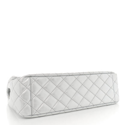 Chanel Metallic Lambskin Quilted XXL Travel Flap Bag Silver 4 of 11