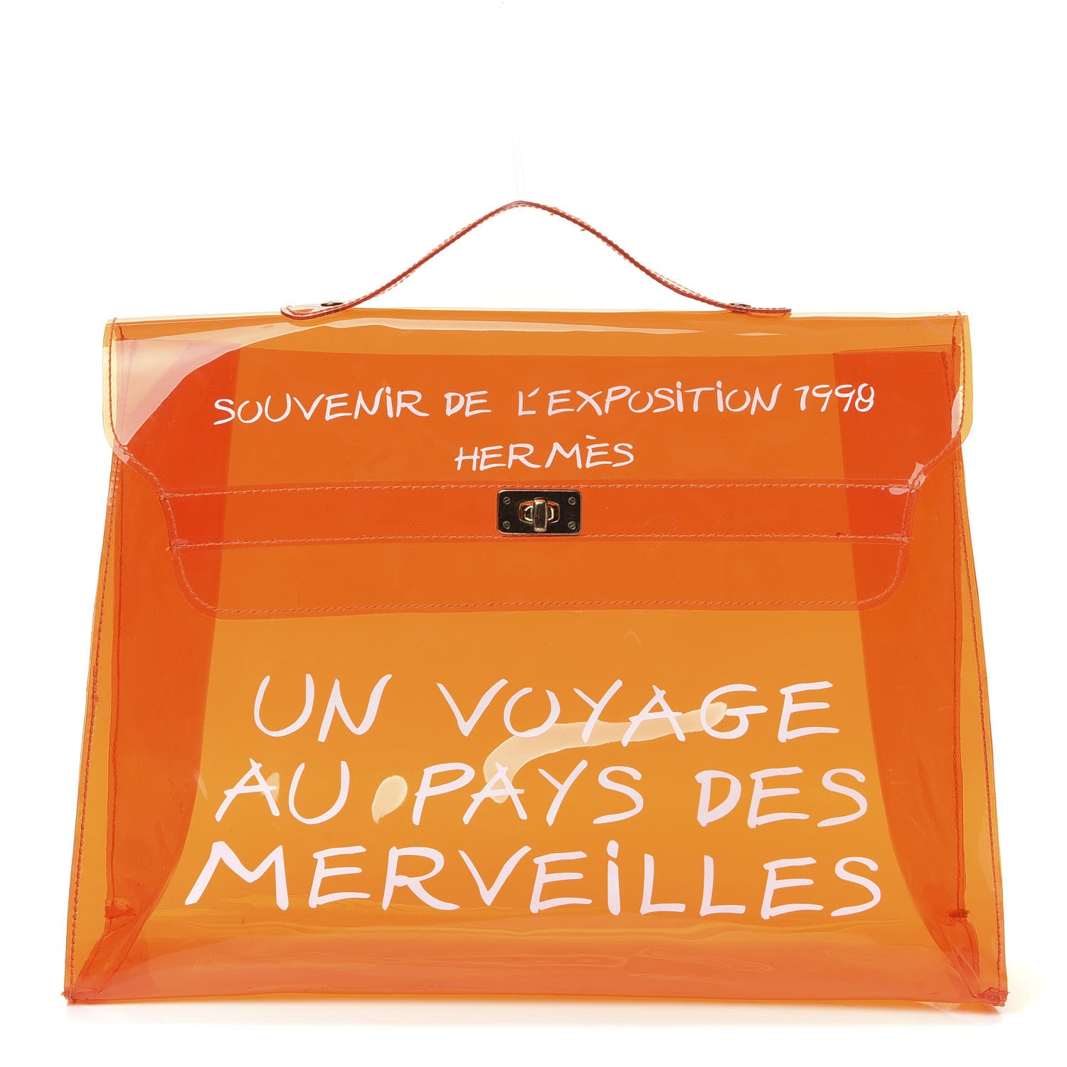 Hermes Vinyl Souvenir De L'Exposition Kelly Orange 1 of 12