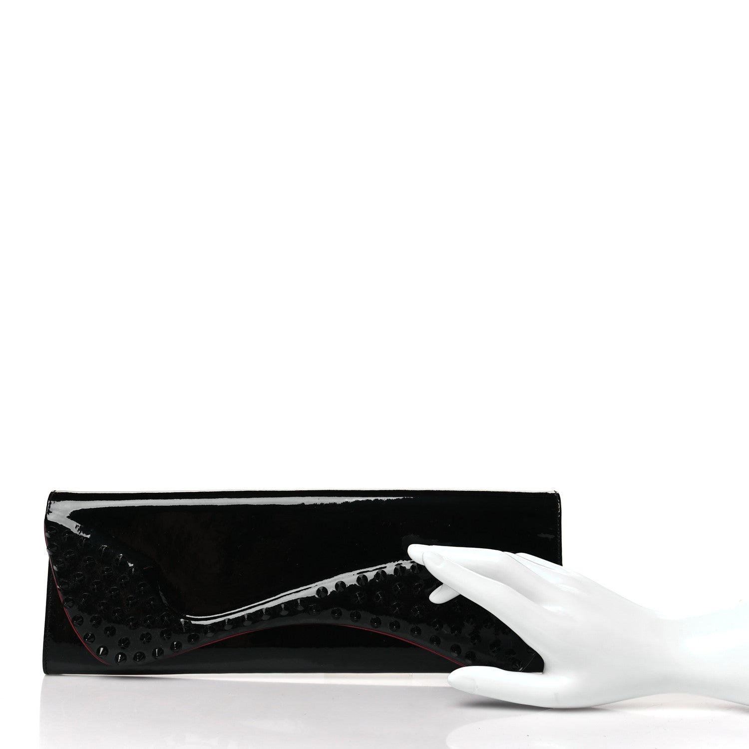Christian Louboutin Patent Spikes Pigalle Clutch Black 2 of 7