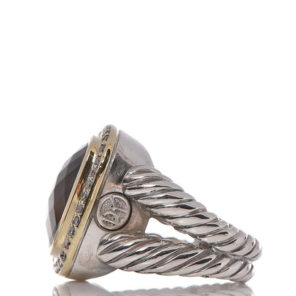 David Yurman Sterling Silver 18K Yellow Gold Diamond Smoky Quartz 14mm Albion Ring 52 6 3 of 6