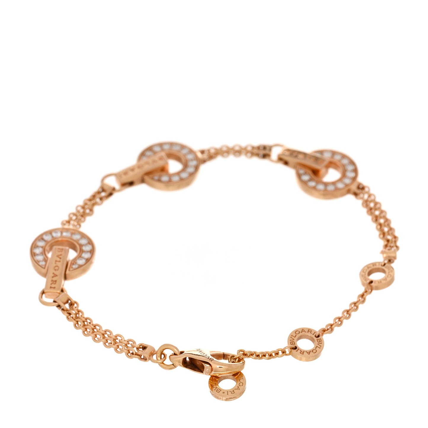 18K Rose Gold Diamond BVLGARI BVLGARI Openwork Bracelet SM