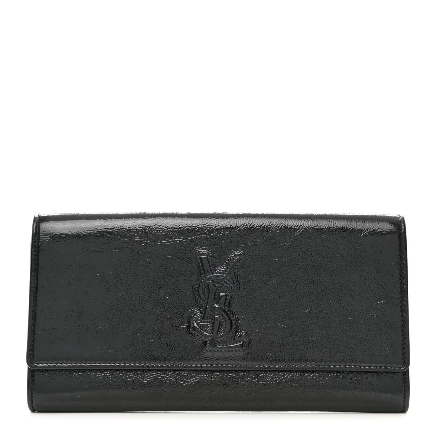 Textured Patent Monogram Small Belle De Jour Clutch Black