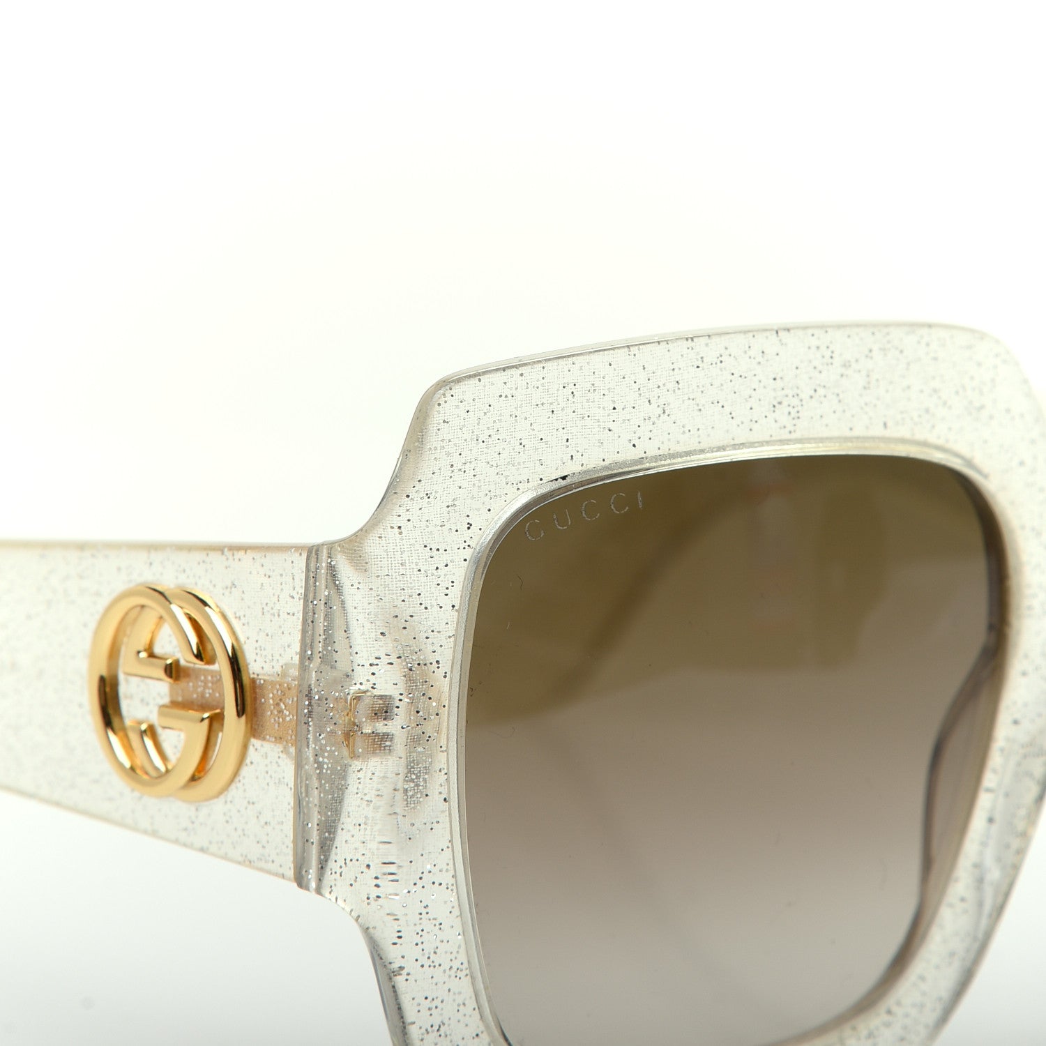 Gucci Glitter Acetate Square Frame Sunglasses GG0053S Silver 6 of 7