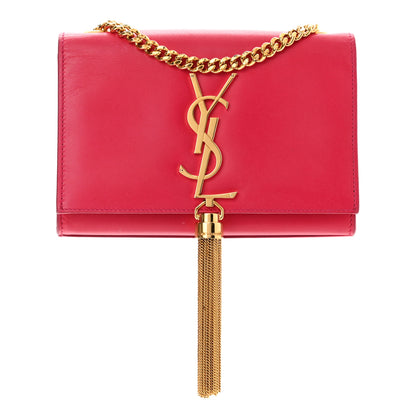 Saint Laurent Calfskin Small Classic Monogram Kate Tassel Satchel Lipstick Fuchsia 1 of 12