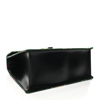 Gucci Jacquard Floral Medium Sylvie Top Handle Bag Green Multicolor Black 4 of 10