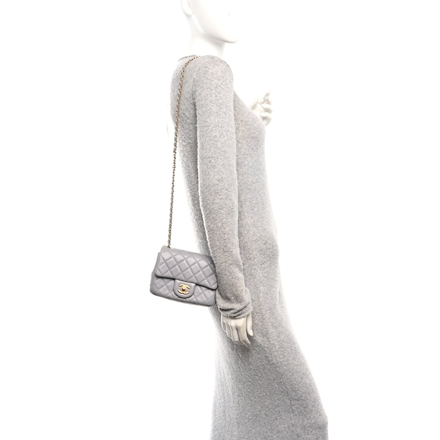 Chanel Lambskin Quilted Mini Pearl Crush Flap Light Grey 2 of 12