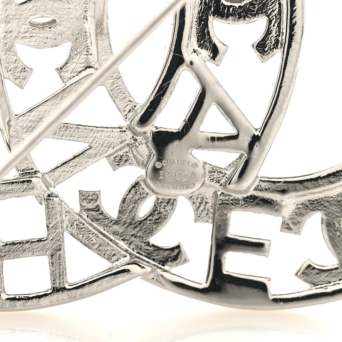 Crystal Coco CC Logo Brooch Silver
