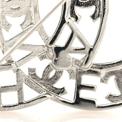Chanel Crystal Coco CC Logo Brooch Silver 4 of 5