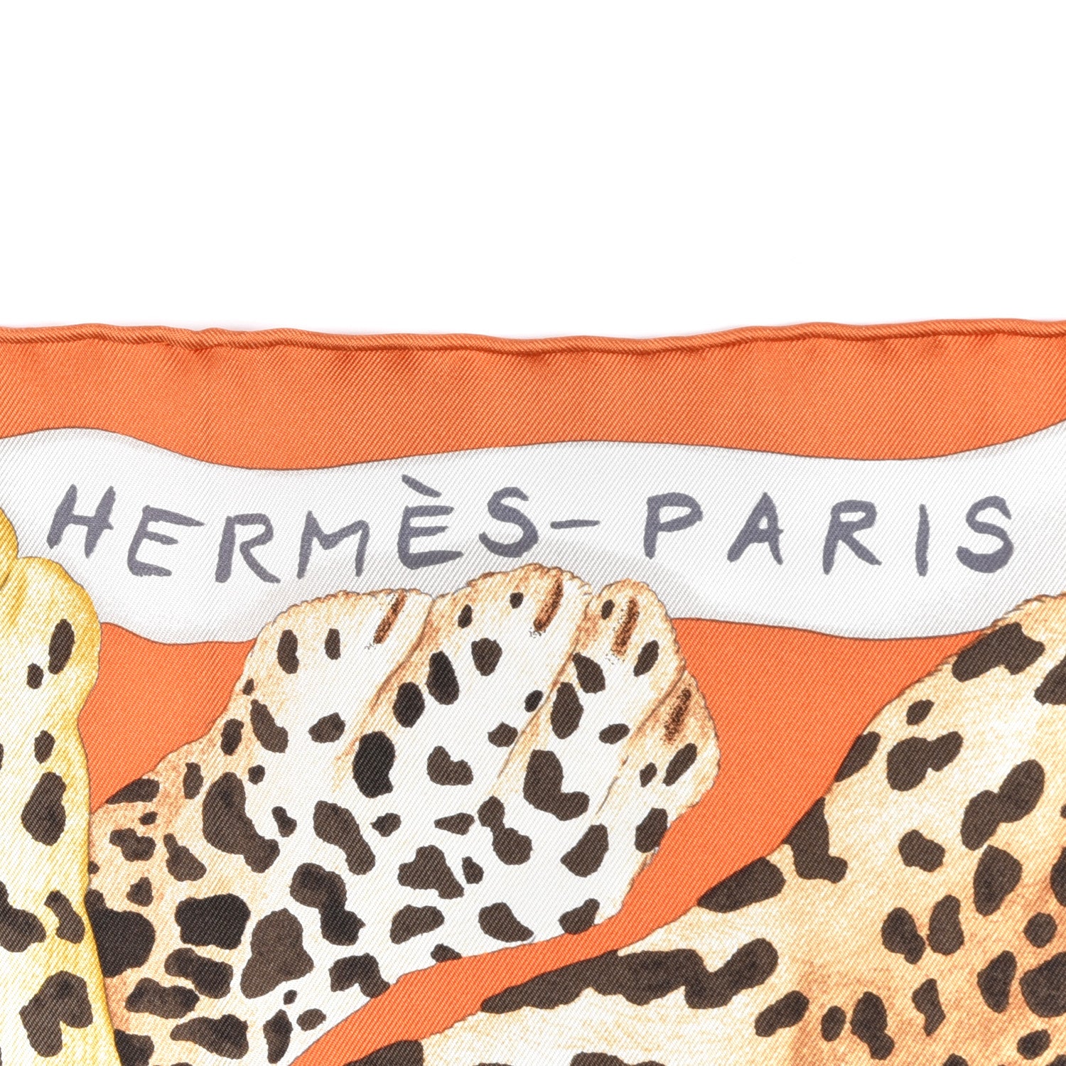 Hermes Silk Twill Lazy Leopardesses Scarf 90 Potiron Brun Miel 2 of 6
