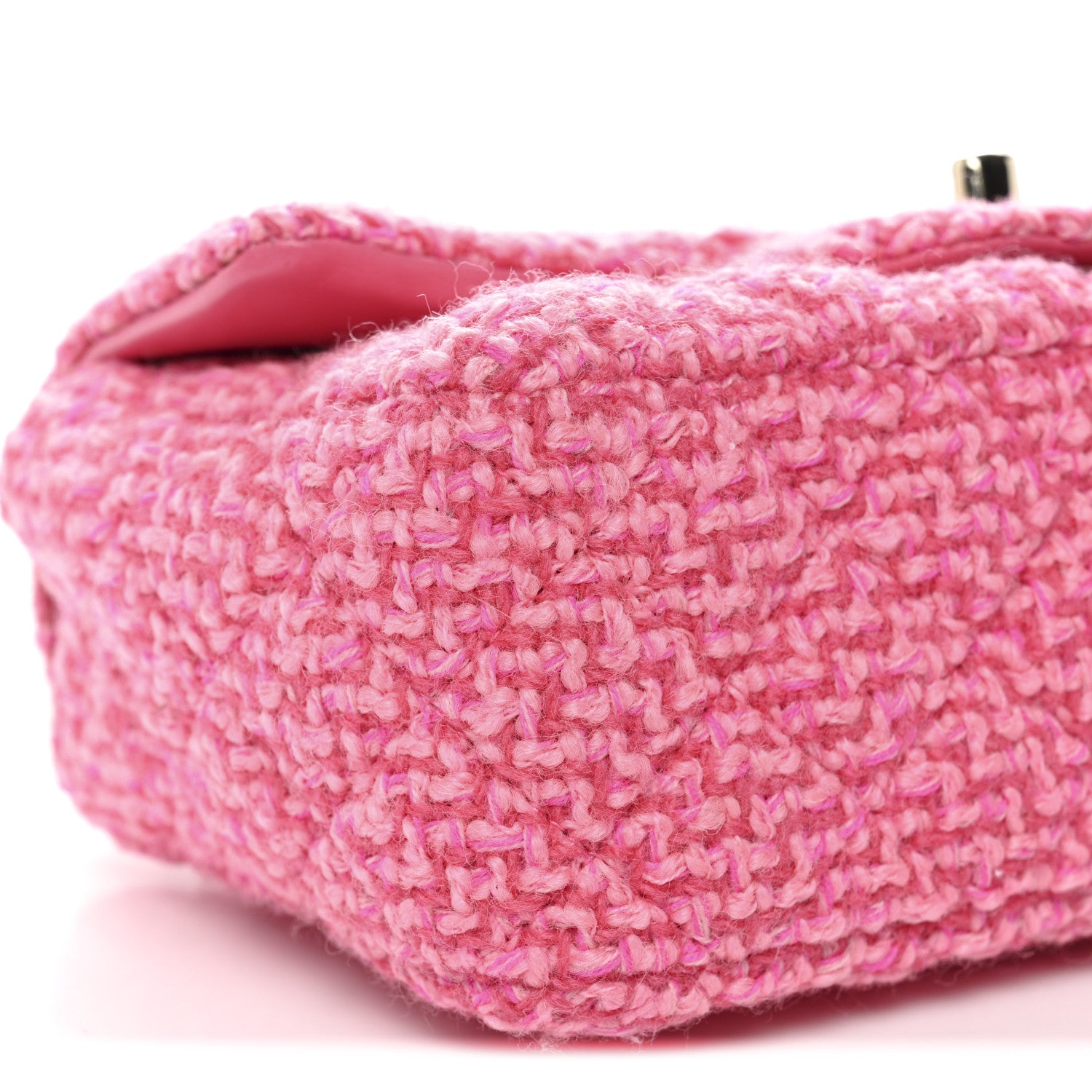 Chanel Wool Tweed Quilted Mini Rectangular Flap Dark Pink Fuchsia 9 of 10