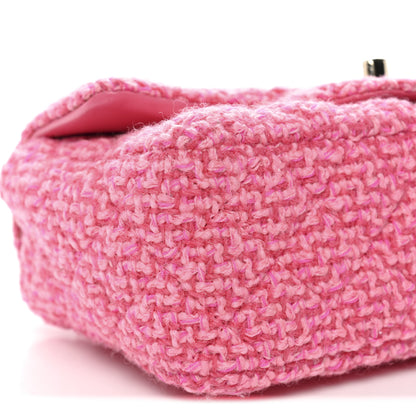 Chanel Wool Tweed Quilted Mini Rectangular Flap Dark Pink Fuchsia 9 of 10