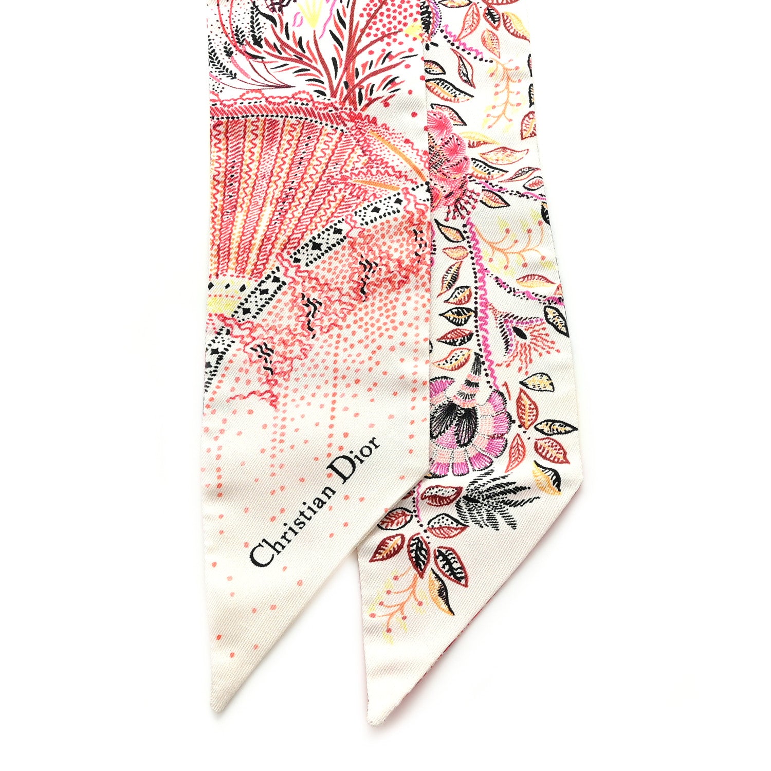Christian Dior Silk Tree of Life Mitzah Scarf Beige 2 of 4