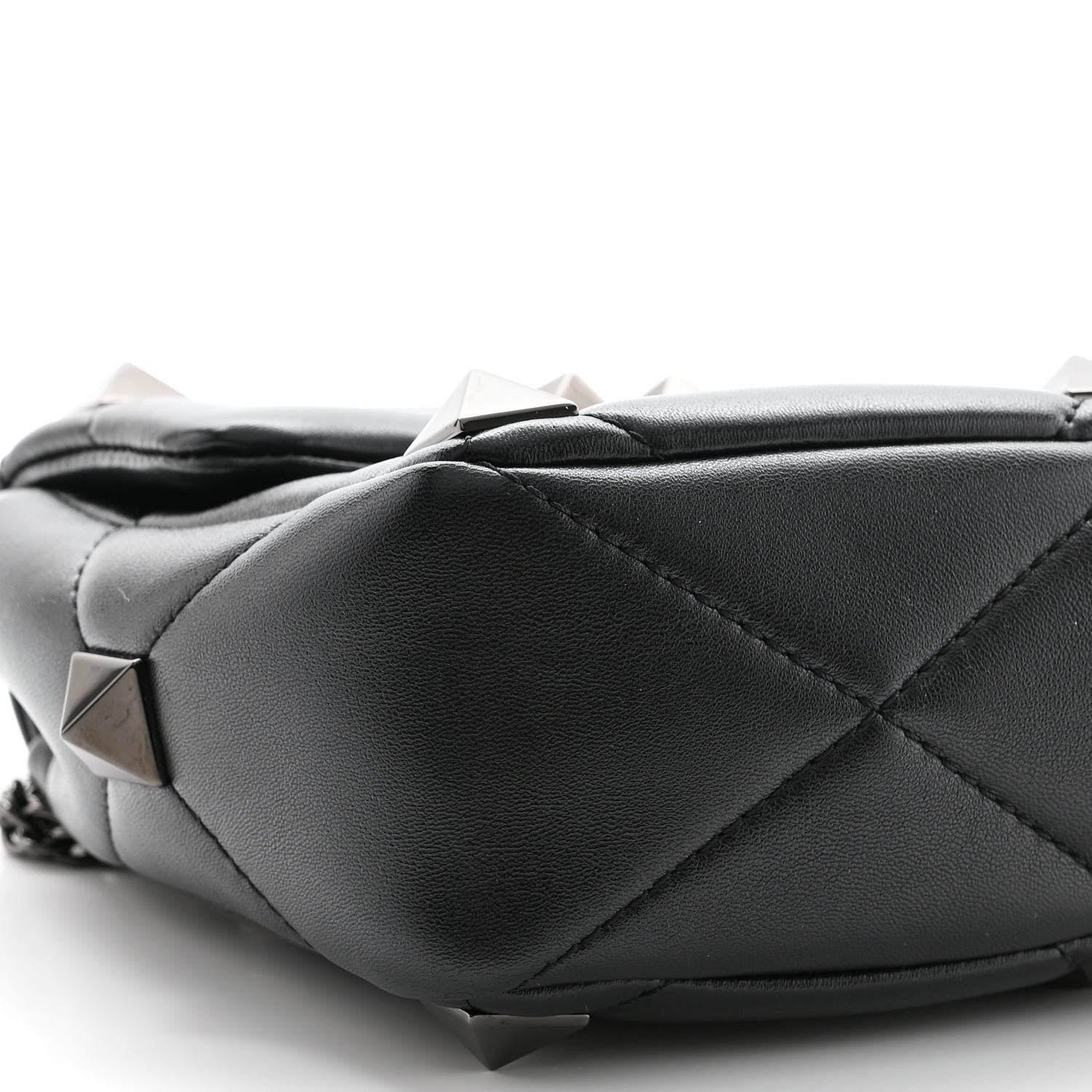 Valentino Garavani Nappa Monochrome Medium Roman Stud Shoulder Bag Black 8 of 9