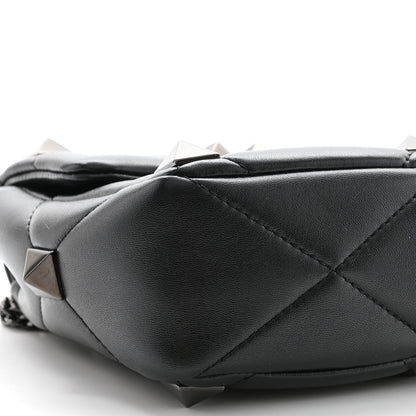 Valentino Garavani Nappa Monochrome Medium Roman Stud Shoulder Bag Black 8 of 9