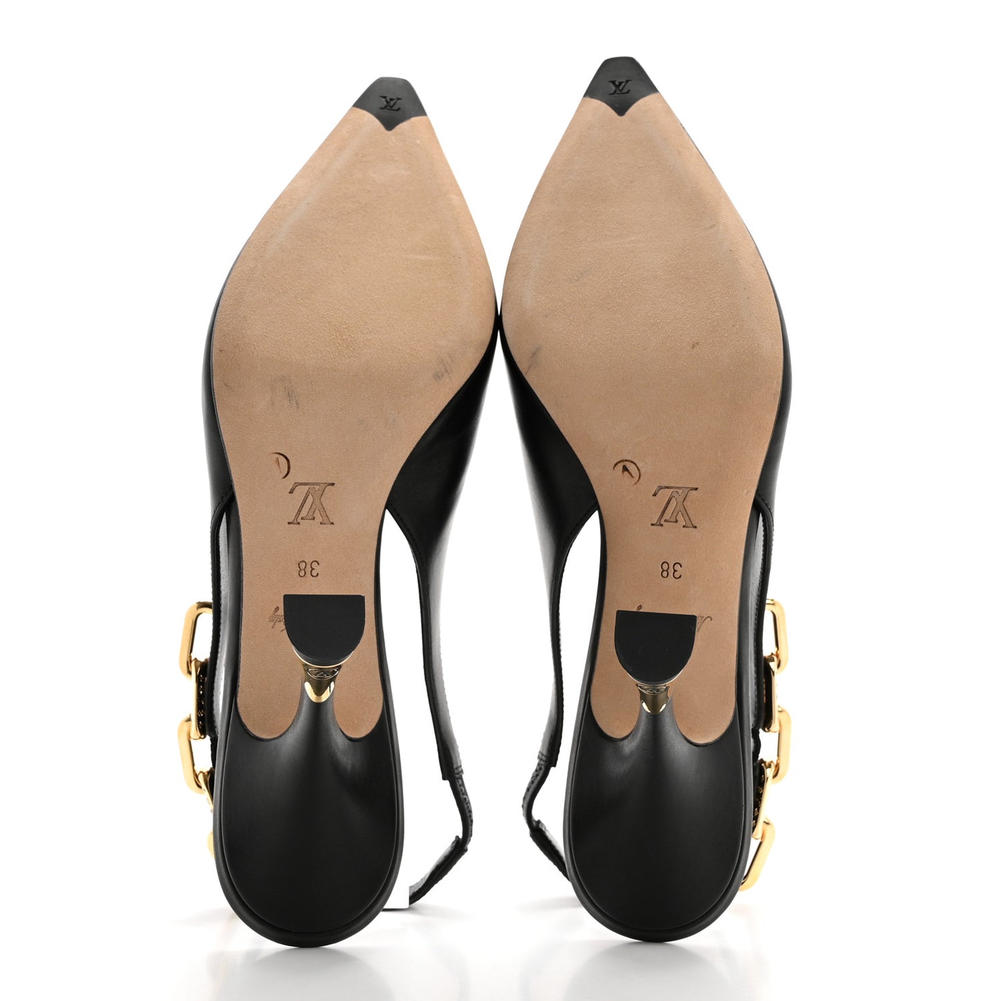 Calfskin Sparkle Slingback Pumps 38 Black