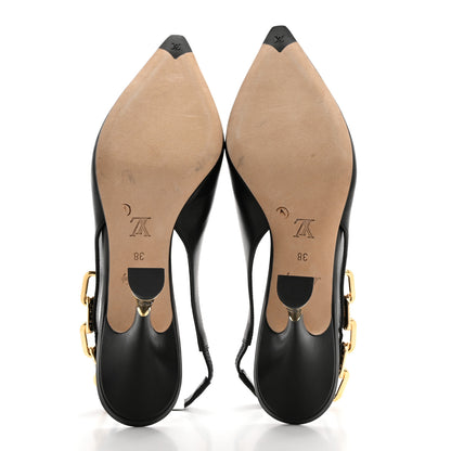 Louis Vuitton Calfskin Sparkle Slingback Pumps 38 Black 5 of 9