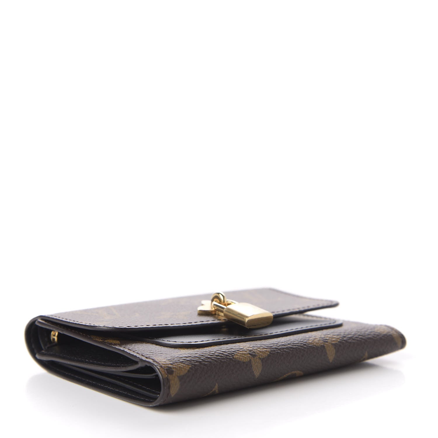 Louis Vuitton Monogram Flower Lock Compact Wallet Black 4 of 8