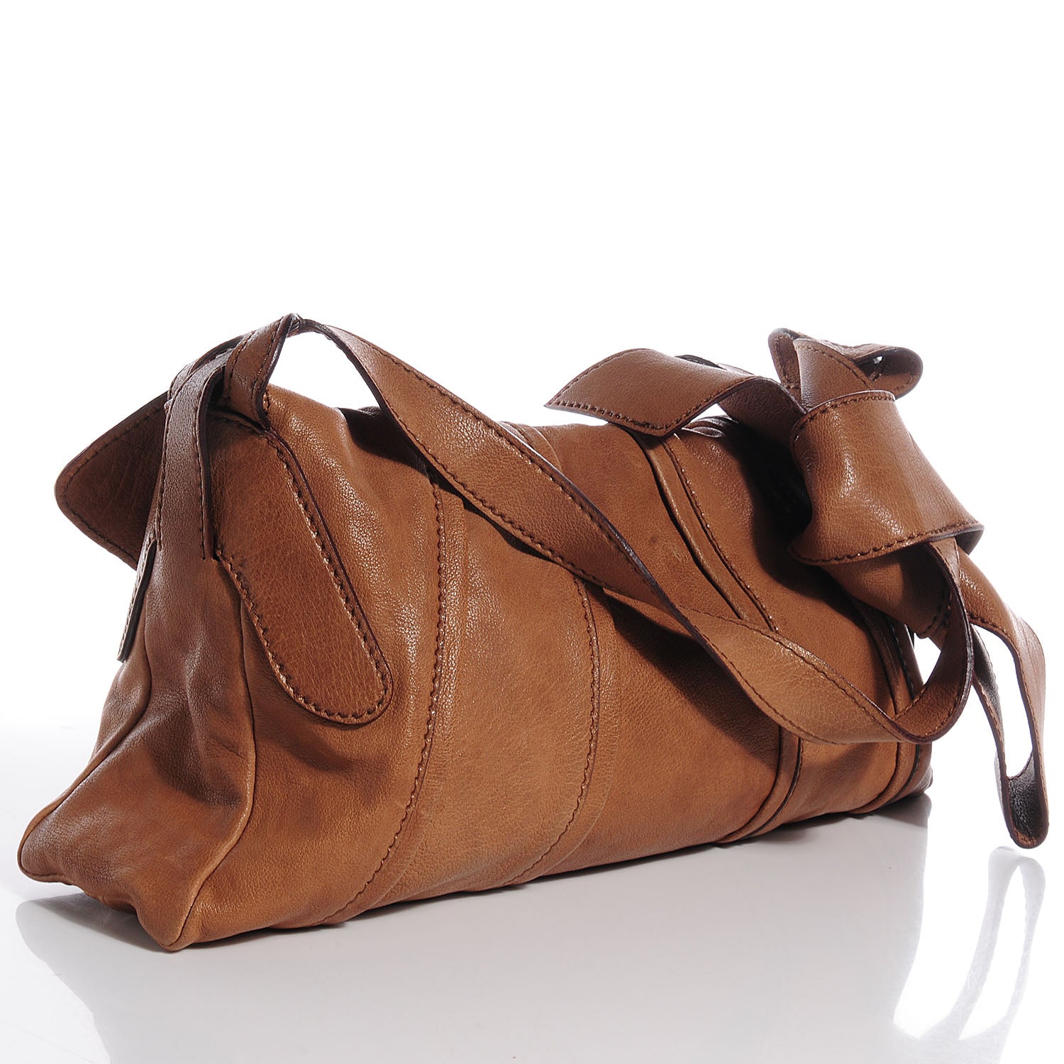 Valentino Garavani Vitello Bow Shoulder Bag Brown 3 of 6