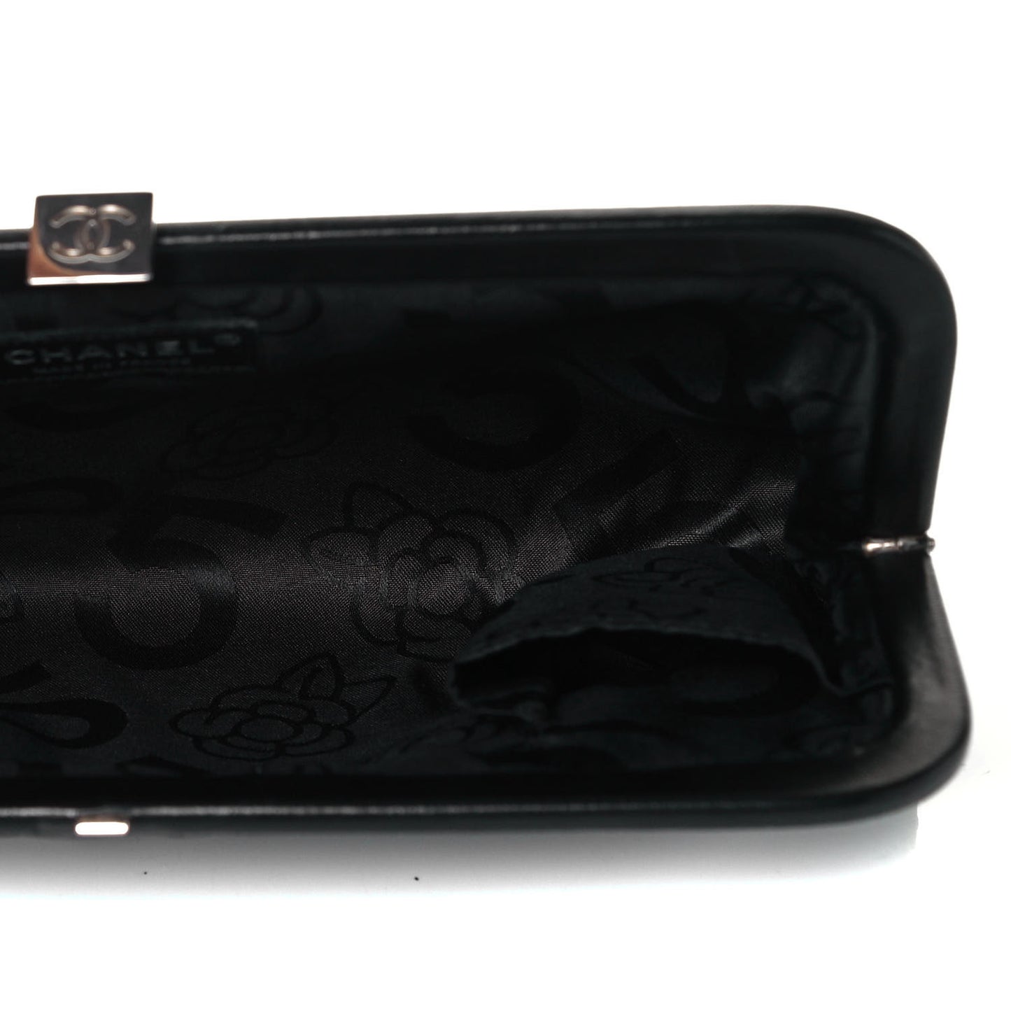 Lambskin Vertical Quilted Mademoiselle Clutch Black